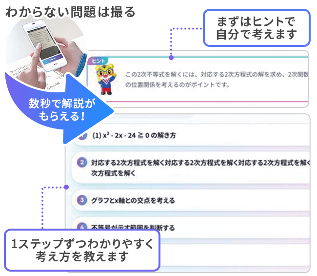 わからない問題は撮る 数秒で解説がもらえる！